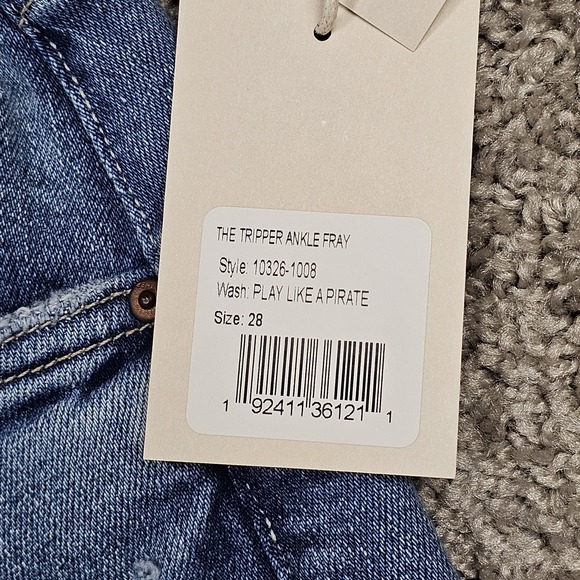 NWT Mother The Tripper Ankle Fray Distressed Jeans Womens 28 Play Like A Pirate - Picture 8 of 11